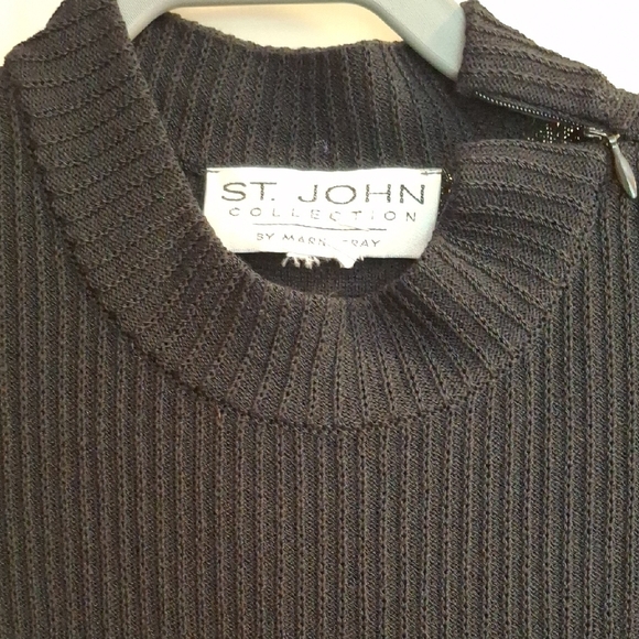 St. John Black Midi Dress with Gold Accent - Picture 2 of 3